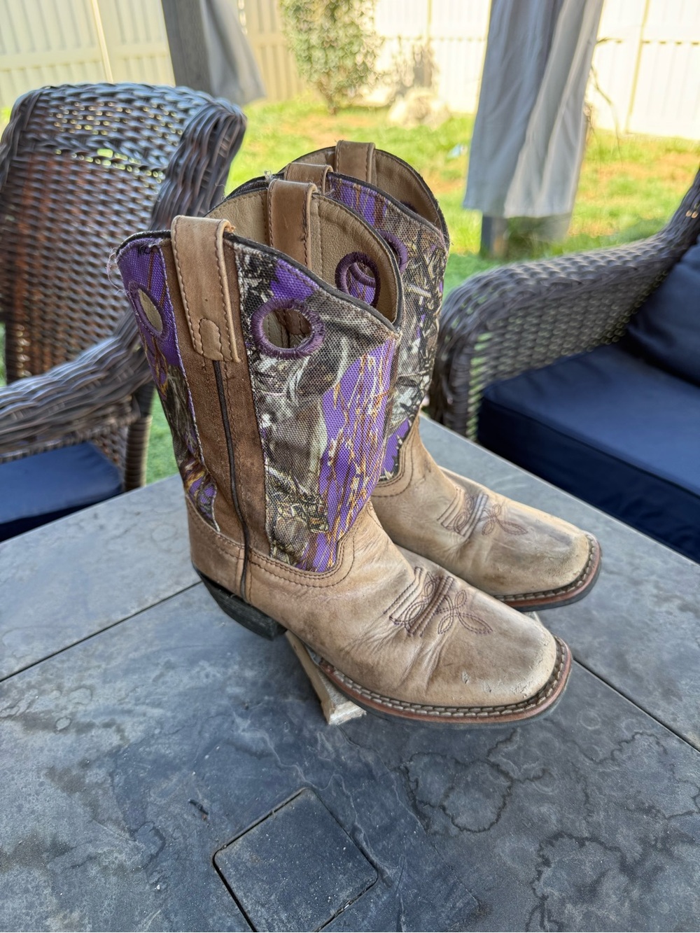 Smoky Mountain Girls Purple Camo Western Cowboy Boots Size 1.5